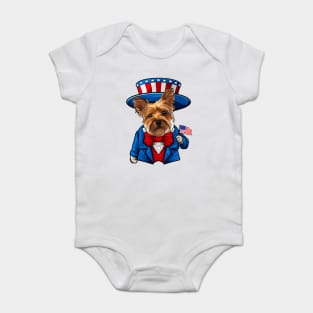 Fourth of July Yorkshire Terrier Baby Bodysuit